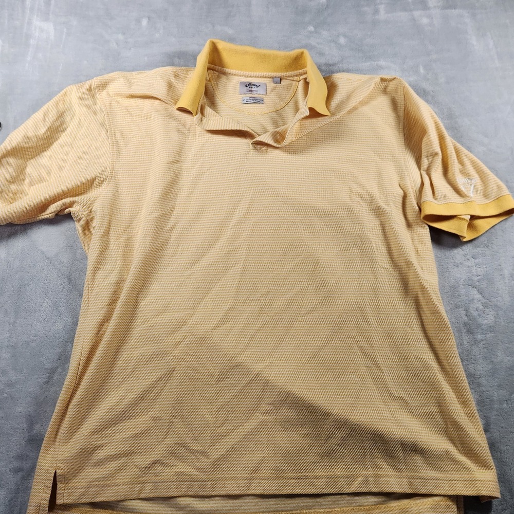 Vintage 90s Callaway Golf‎ Collection Cotton Blend Polo Large Pique Yellow